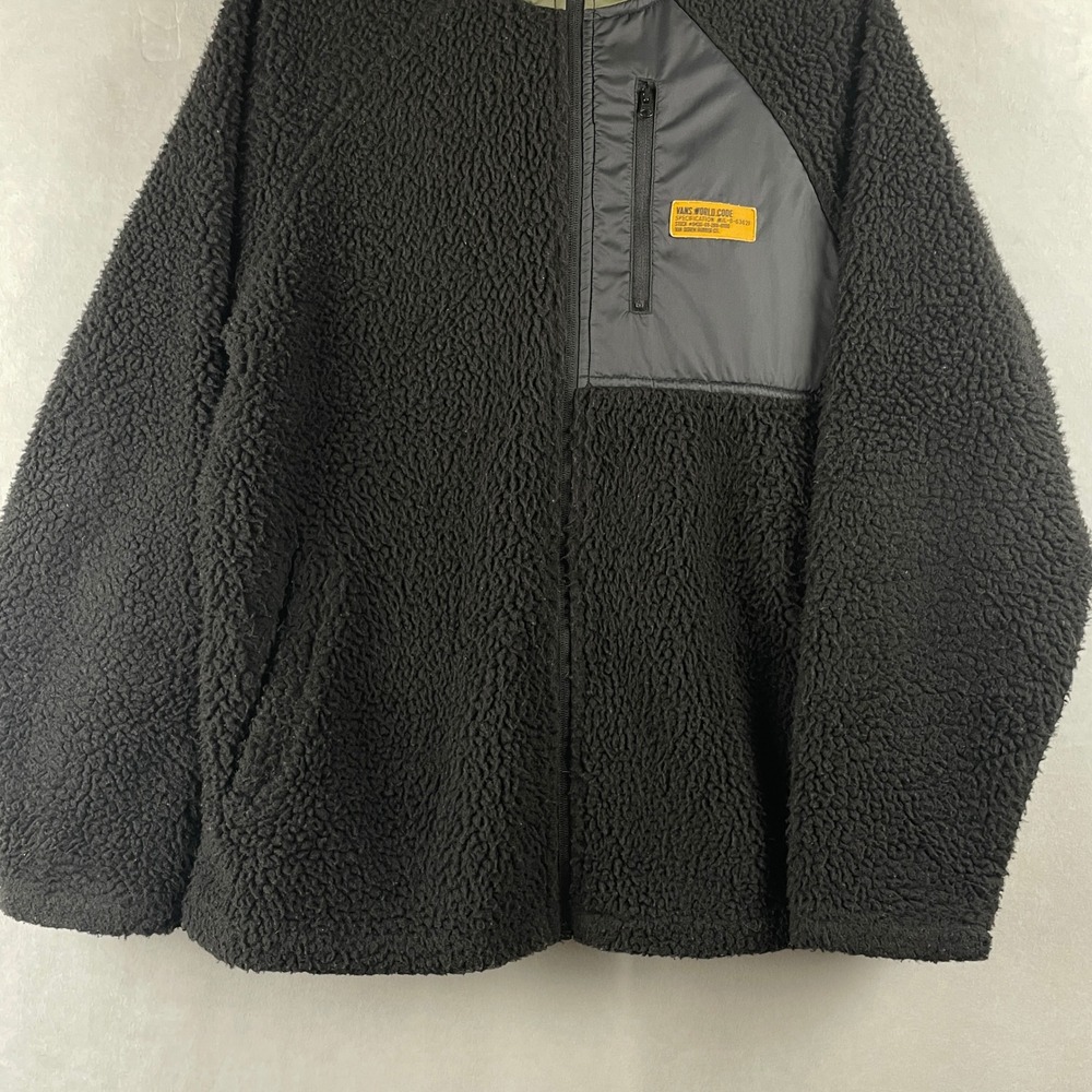 Vans World Code Sherpa Fleece Zip Up Hoodie Jacket Black L Skateboarding Outdoor - Picture 3 of 9